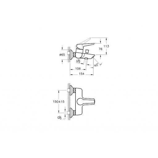 Смеситель для ванны VITRA Solid S A42444EXP однорычажный хром
